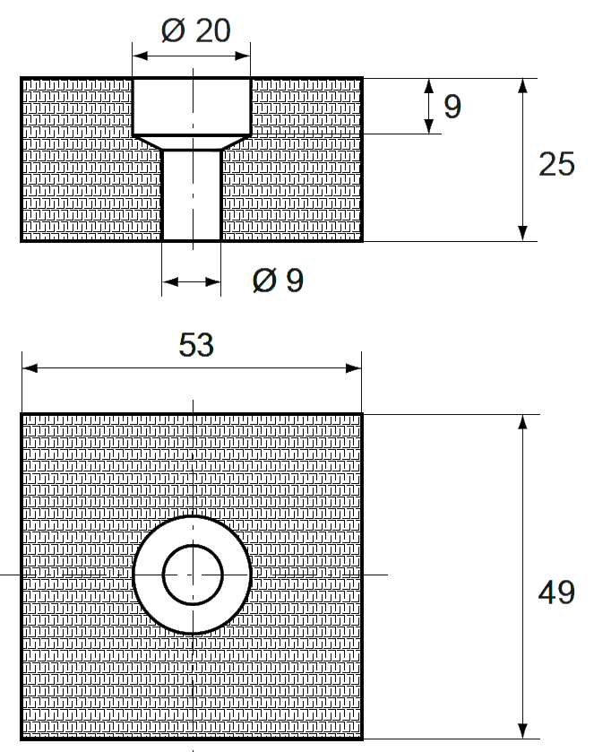 Dimensions du support métallique SEVI786